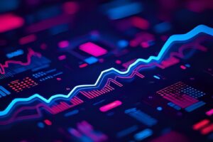 Abstract data visualization comparing two sales intelligence concepts with geometric shapes on a dark background