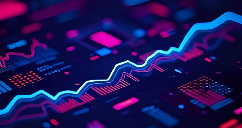Abstract data visualization comparing two sales intelligence concepts with geometric shapes on a dark background