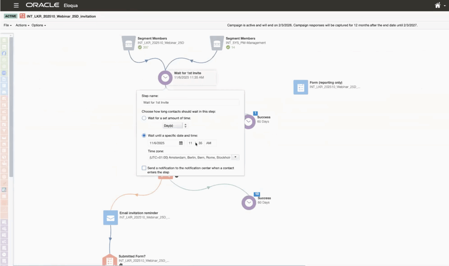 3. Eloqua’s campaign canvas displays the fully built automated workflow that was created from the Marmind brief.